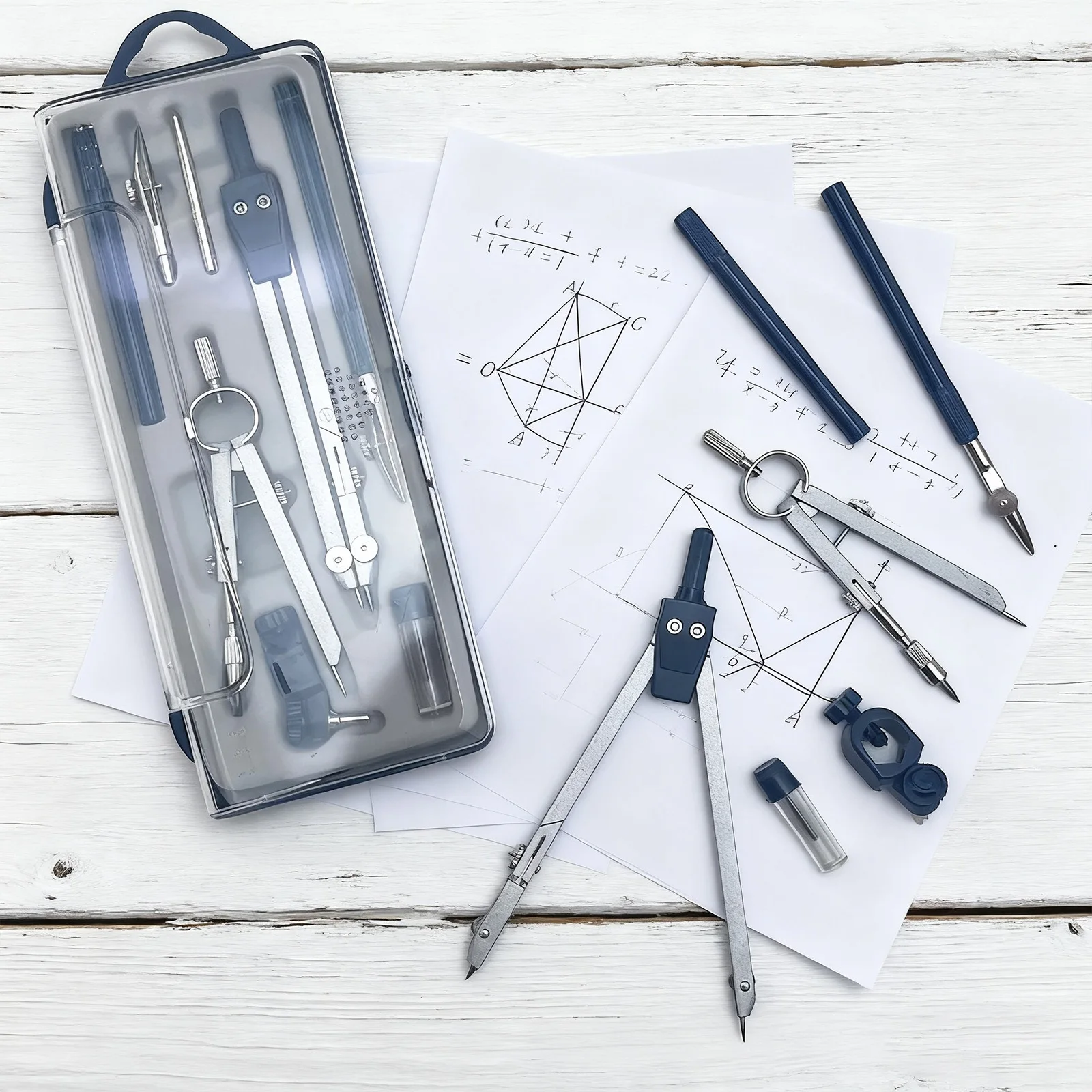 8PCS Professional Geometry Set Metal Compass, Geometry Precision Tool Set with Shattered Storage Box, Drawing Tools and Drawing - 6