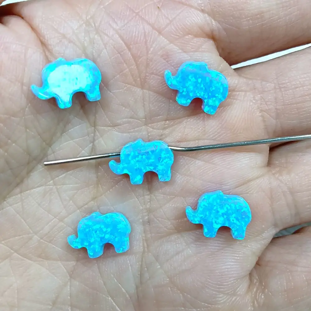 

(2Pcs/5Pcs/Lot)OP06 Light Blue Color 8x11MM Elephant Shape Synthetic Opal Pendant for Necklace