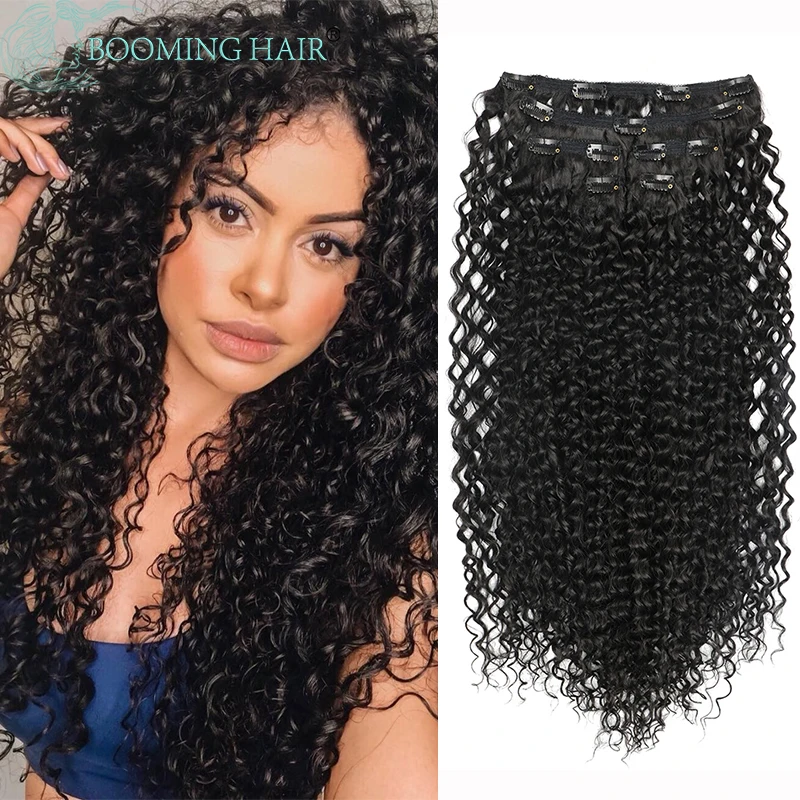 Synthetic Clip In Hair Extensions Kinky Curly Hair extensions for Women 26” Super Long Corn Wave Full Head Fake Hair Pieces clip in hair extensions straight hair 8 pieces set full head sets 120g natural black color 8 26 inches remy hair for women