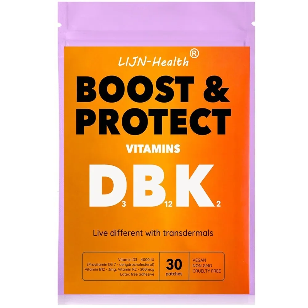 

D3, B12 и K2 трансдермальные пластыри-30 ежедневных пластырей-для веганов, без жестокости, без ГМО, без латекса