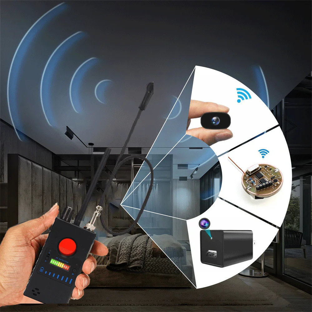 Rilevatore Di Segnale Rf Anti Spia Per Fotocamera, Localizzatore Gps Per Fotocamera Wireless Rilevatore Di Dispositivi Gsm Ad Alta Sensibilità Scanner