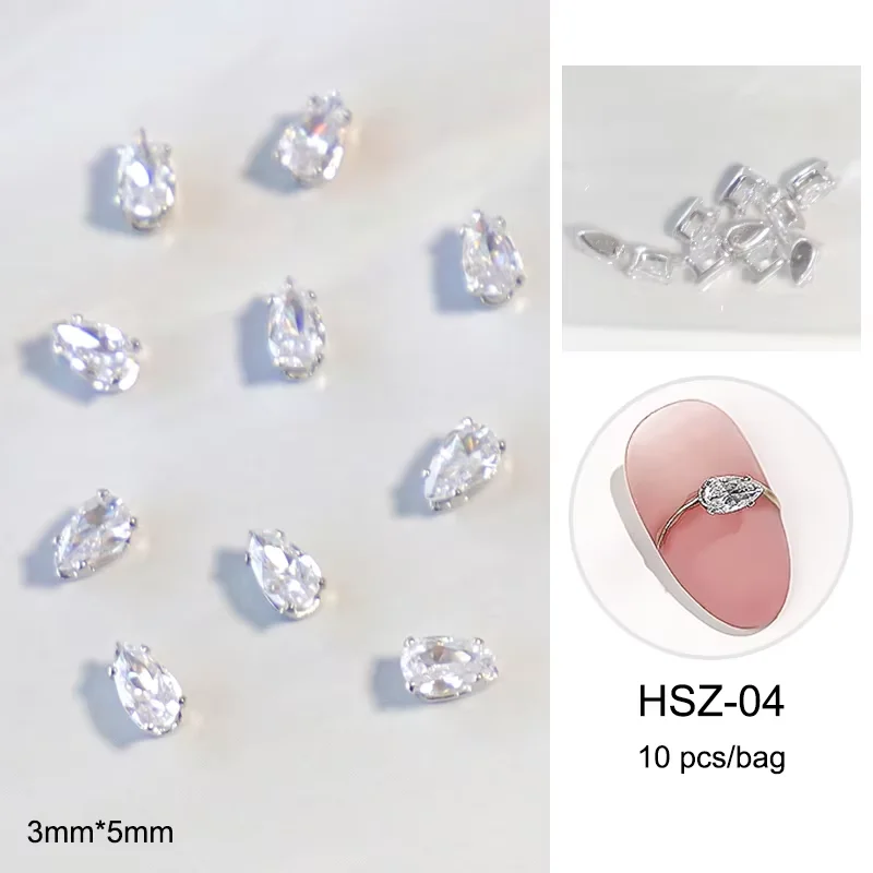 10 Stück 3D-Diamanten mit flacher Rückseite, Dekorationen, Nägel, Strasssteine, goldfarben, klare Pferdeaugen, Wassertropfenform, Kristallschmuck, Nagelkunst, DIY – Detail 11