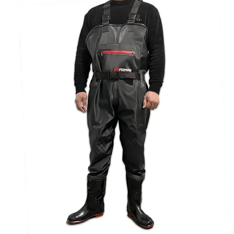 Light Weight 3KG PVC Men Lure Fishing Overalls With Boots Waterproof Adult Women Chest Waders Pants Gear Black Set