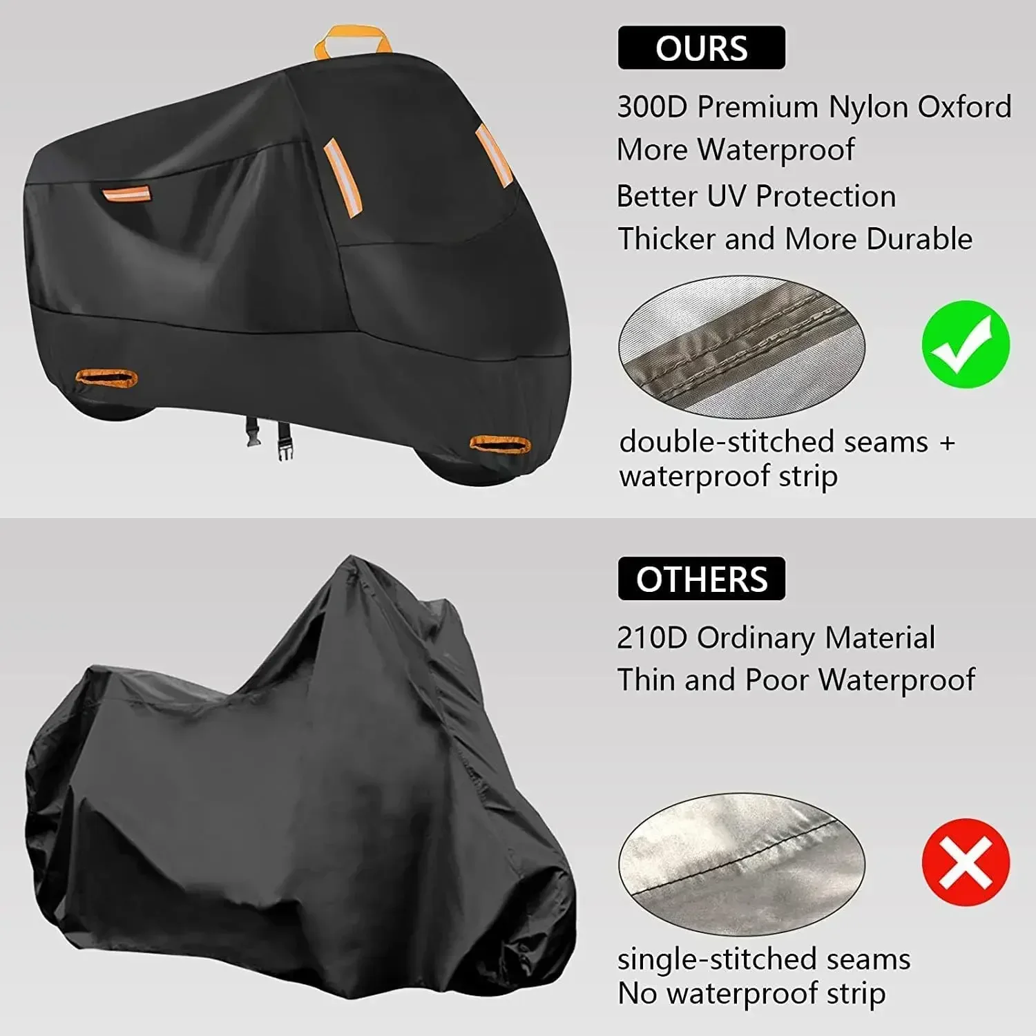 Motorcycle Cover Outdoor Waterproof Motorcycle Tarpaulin 210D Thickened Polyester UV Protective Cover for Scooters