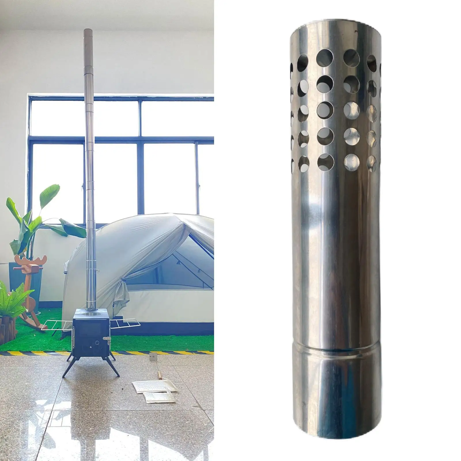 2.36 inch Stove Pipe Chimney Flue Extension Tube Spark Arrestor Hot Tent  Wood Stove for Outdoor Camping Winter Heater Furnace - AliExpress
