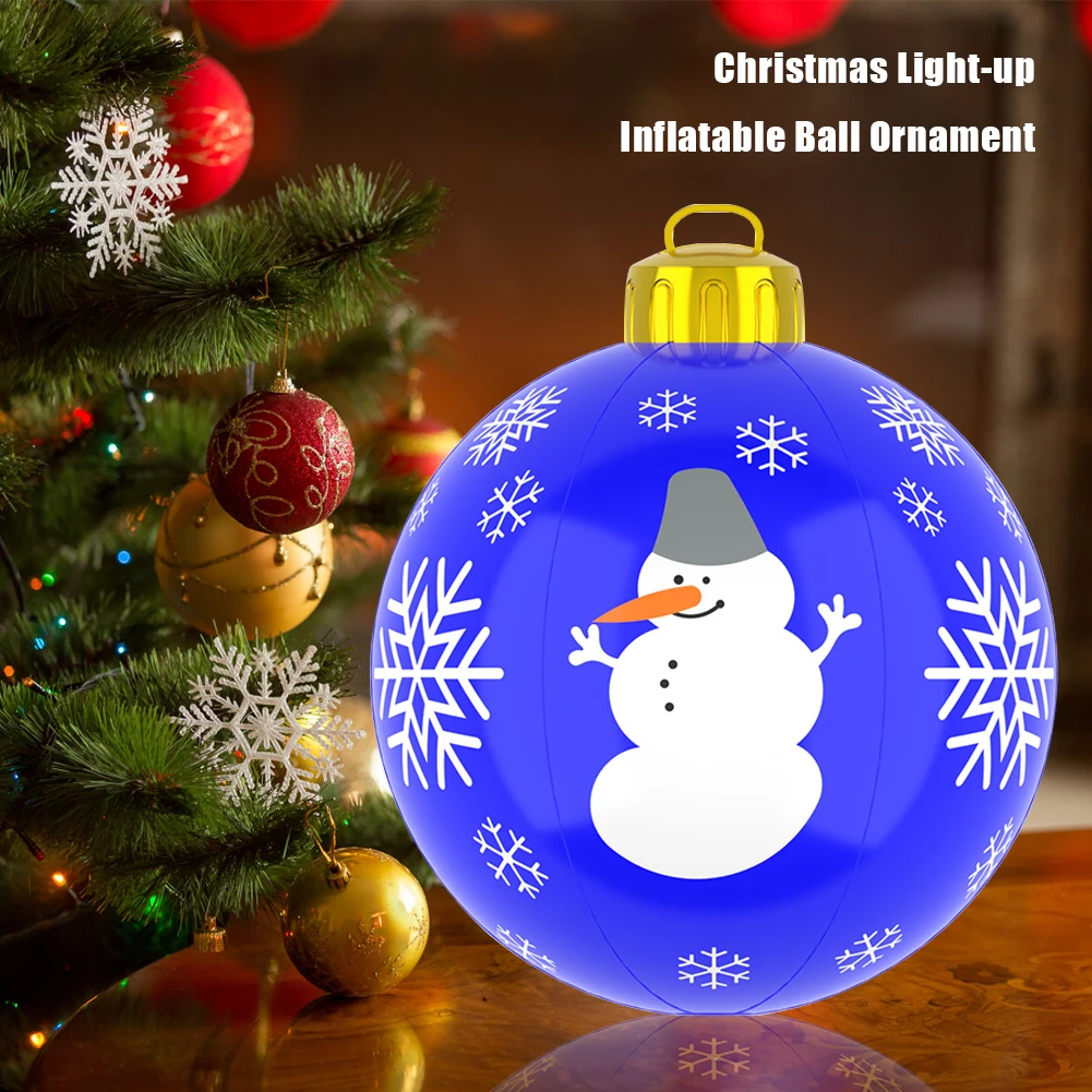 60cm Christmas Inflatable Tree Hanging Ball Waterproof Giant Inflatable Bauble Festival Theme Outdoor Holiday Garden Yard Decor