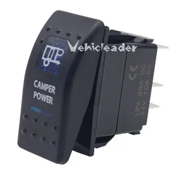 Waterproof Dual Blue LED Rocker Switch for Vehicle and Marine Use (CAMPER POWER)