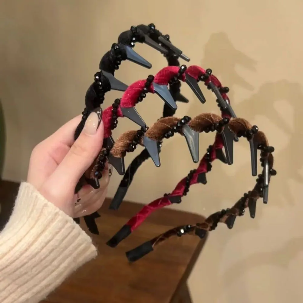 Women Color Toothed Non Slip Hairband Headband