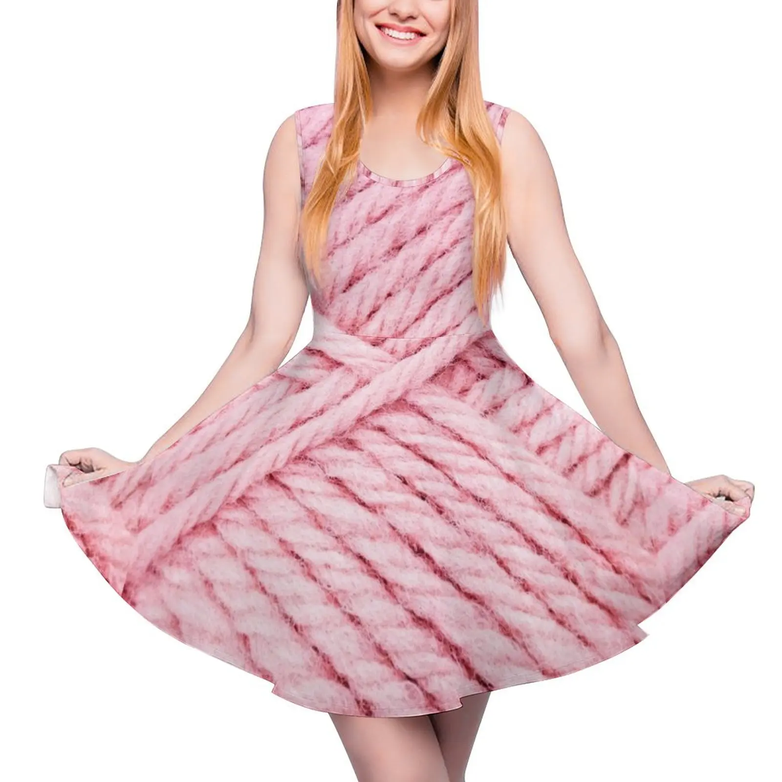 

Pink Yarn Round Neck Dress dress summer 2024 women women clothes