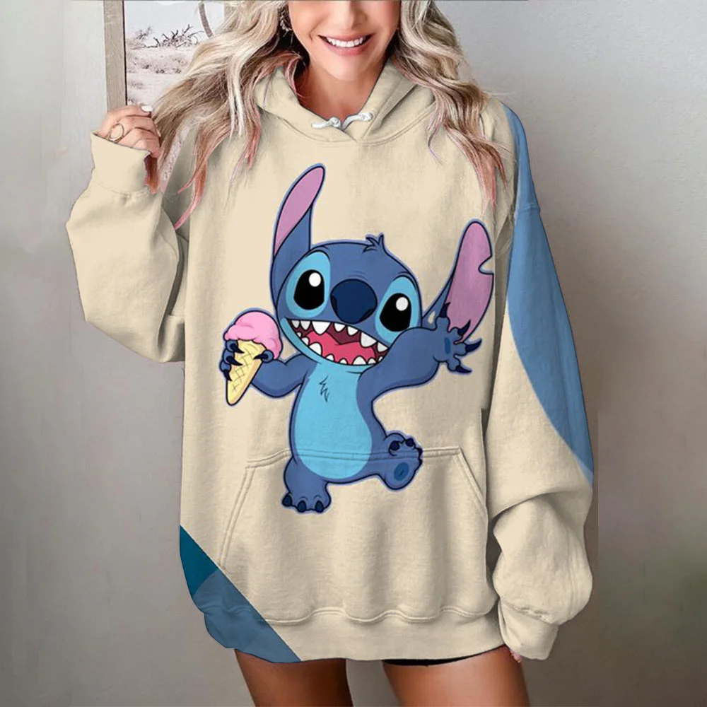 MINISO Women Disney Sweater Stitch Printed Sweatshirts Cute Cartoon Jacket Clothes Hoodie Woman Autumn/Winter Oversize Clothing 4