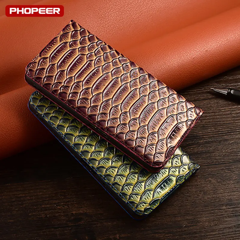 

Snake Texture Genuine Leather Case for Huawei Honor 8 8s 9 9i 10 10i 20 20i 20s 20e 20 30 30i 30S Pro Plus Lite Cover Flip Cases