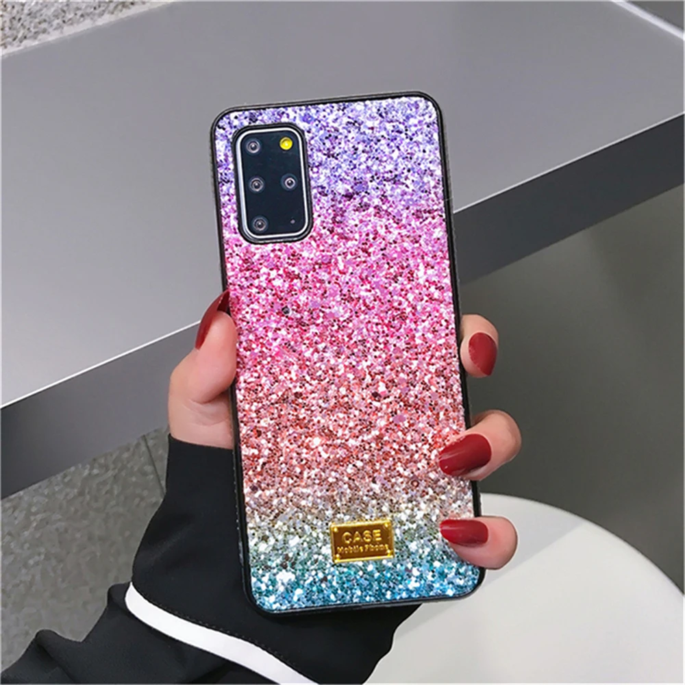 Luxury Shiny Rainbow Glitter Diamond Case For Samsung S22 Ultra S21 Plus S20 S10 Note 20 10 Bling Rhinestone Soft Silico_voghion.com