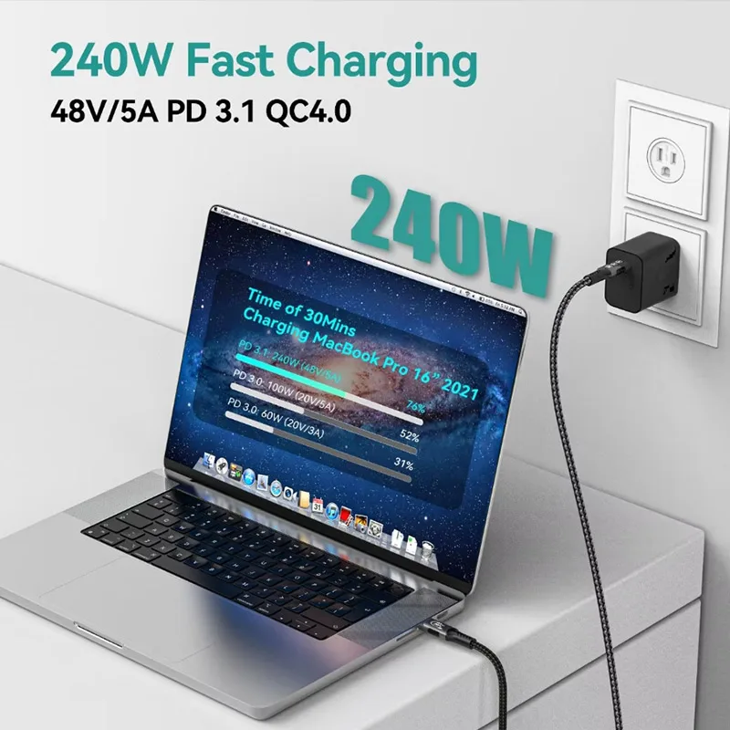 High-Speed USB4 Cable - 40Gbps, 240W, 8K, Fast Charging & Data Transfer