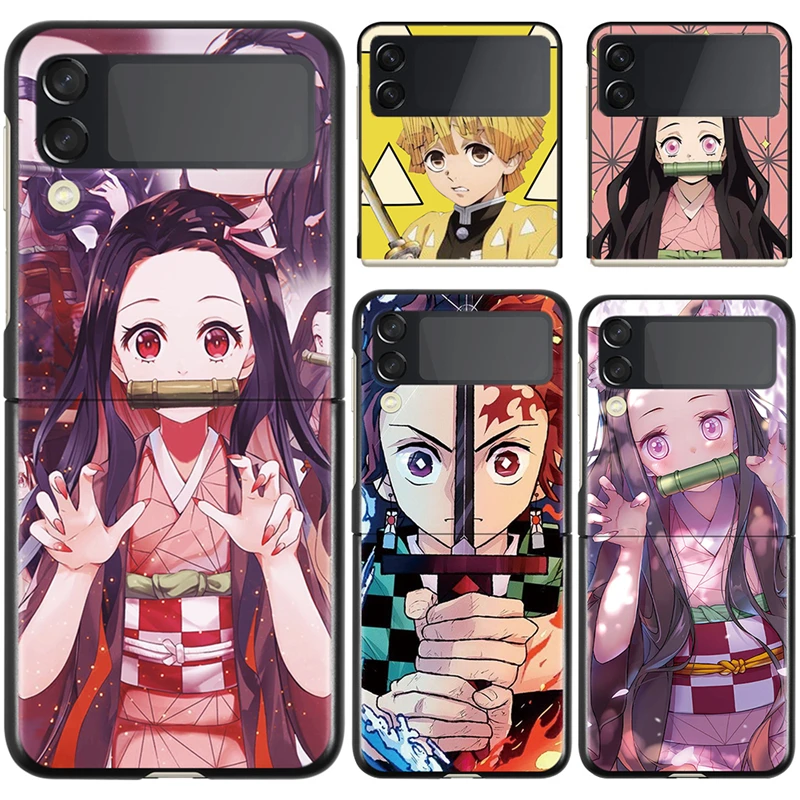 Funda De Telefono De Anime Demon Slayer Para Samsung Galaxy Z Flip 3 5g Cubierta Dura Negra De Lujo Zflip 3 A Prueba De Golpes Aliexpress
