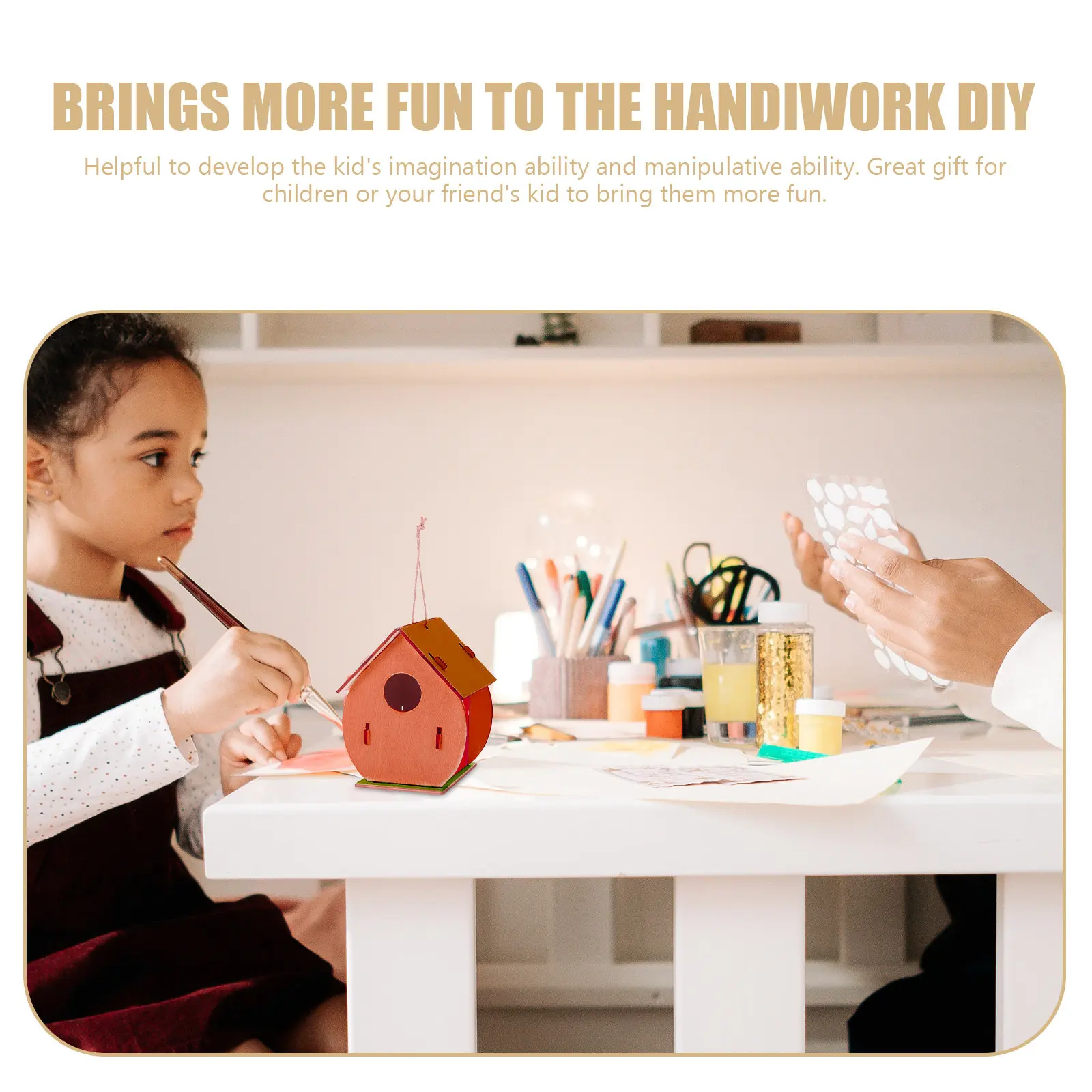 2 세트 어린이 DIY 나무 새 둥지 낙서 그림 키트 크리 에이 티브 공예 홈 인테리어 아트 DIY 버드 하우스 키트 그림 재료