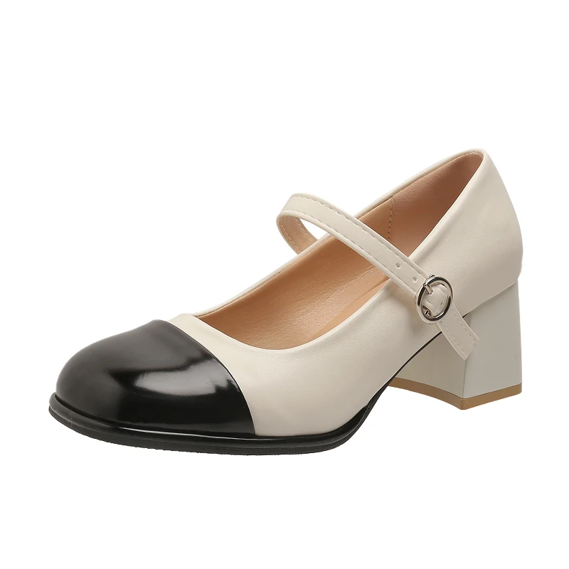 

Женские кожаные туфли, туфли-лодочки с пряжкой и квадратным носком, Размеры 35-42, черные, 2024