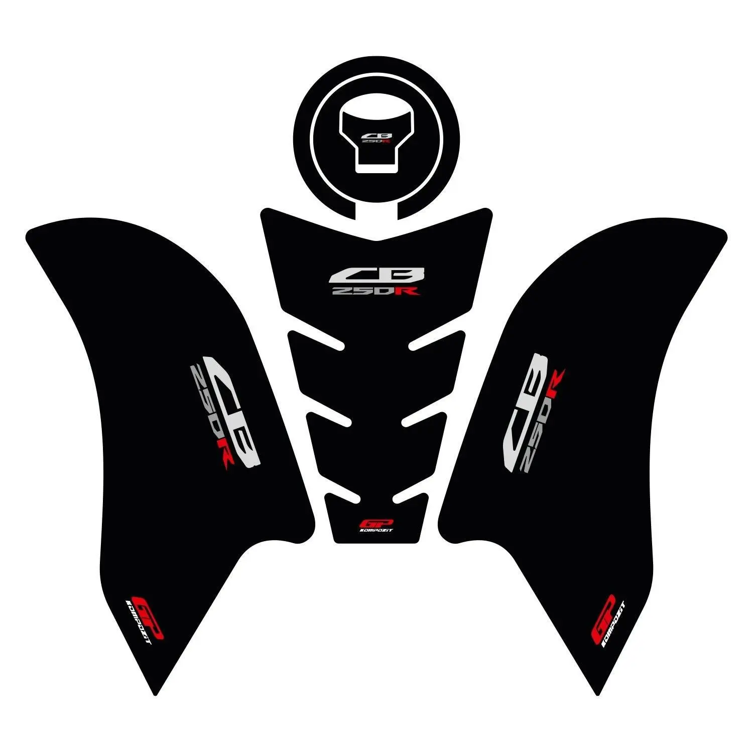 

GP Kompozit For CB 250 R 2017-2022 Compatible Tank Pad Set Black Sticker Motorcycle Designing Accessory
