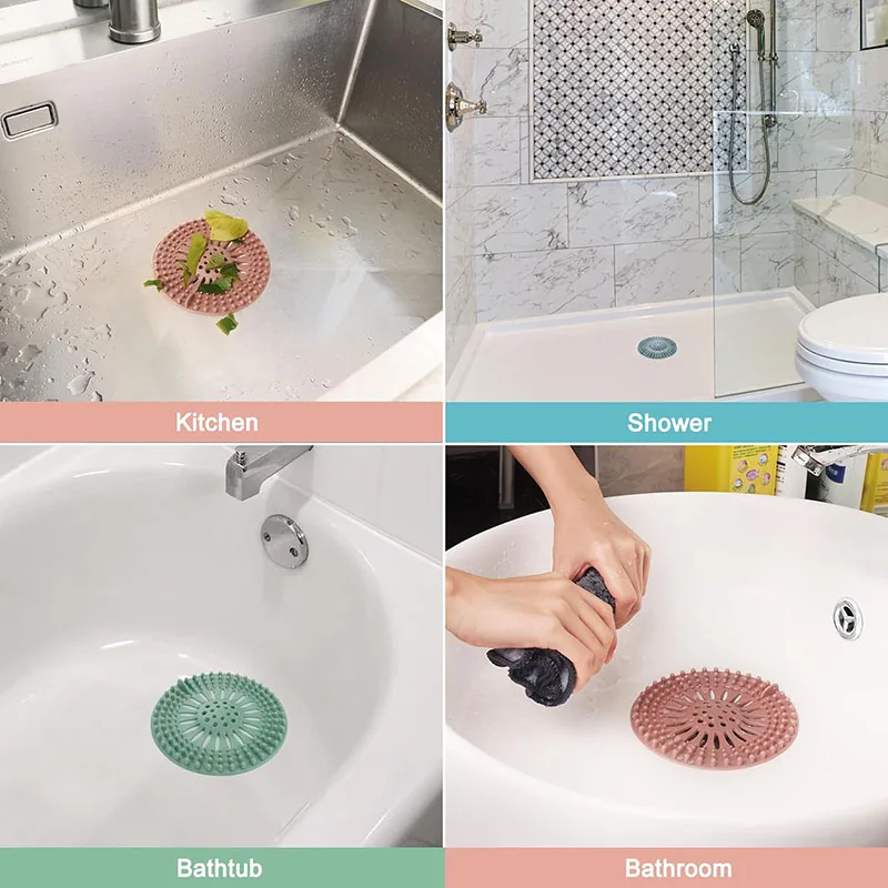Shower Drain Catcher Hair Drain Catcher Hair Drain Filter Floor Drain Hair Catcher Drain Hair Catcher Floor Drain Hair Filter Hair Silicone Drain Strainer Shower Catcher Hair Sewer Filter Floor Drain Strainer Kitchen Deodorant Plug Bathroom Accessories