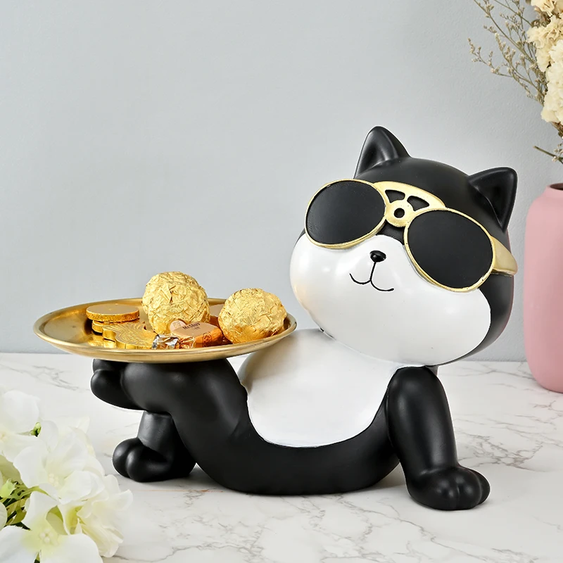 

Статуэтка Сиба-ину скульптур собака дворецкий с подносом Статуэтка домашний Декор животное ремесло декоративный Роом Декор подарок орнамент Декор