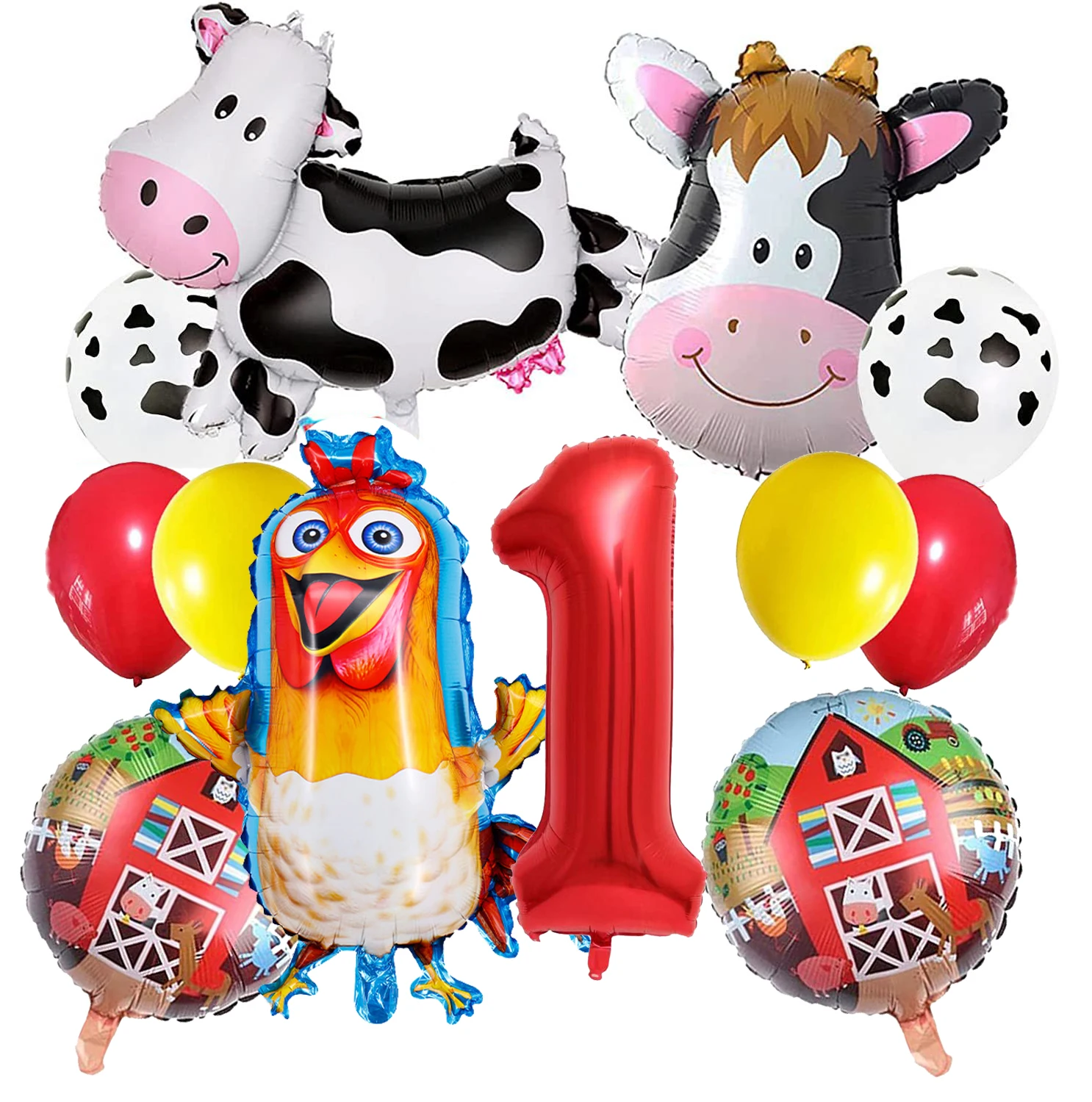 Arrière-plan de fête d'animaux de ferme de dessin animé, arrière-plan d'anniversaire pour nouveau-né, décorations de photographie, bannière de stand Photo pour Studio Photo