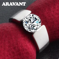 Elegant 925 Silver Zircon Ring for Women - Fashion Jewelry Gift (Silver)