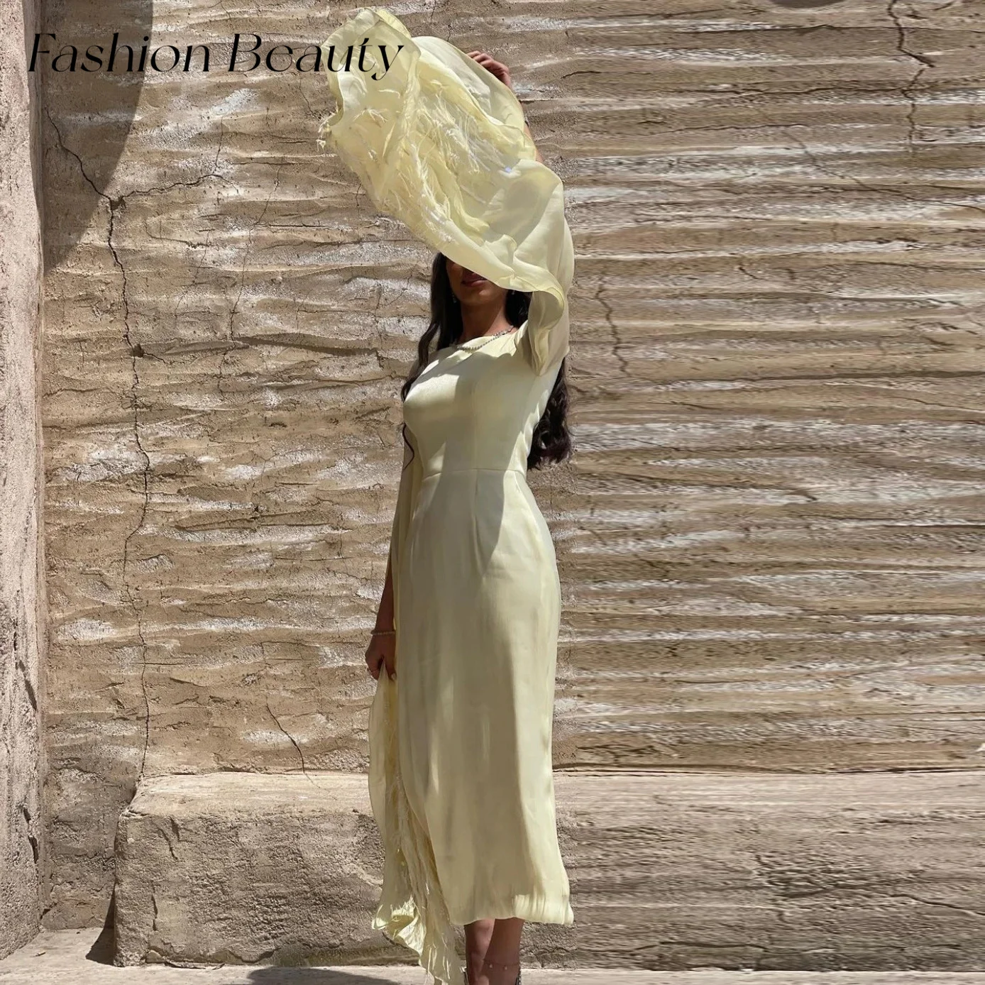 

Fashion Beauty Saudi Prom Dresses Shiny Satin Feathers Beads Ankle-Length Women Elegant Formal Evening Dress 2024 robe de soirée
