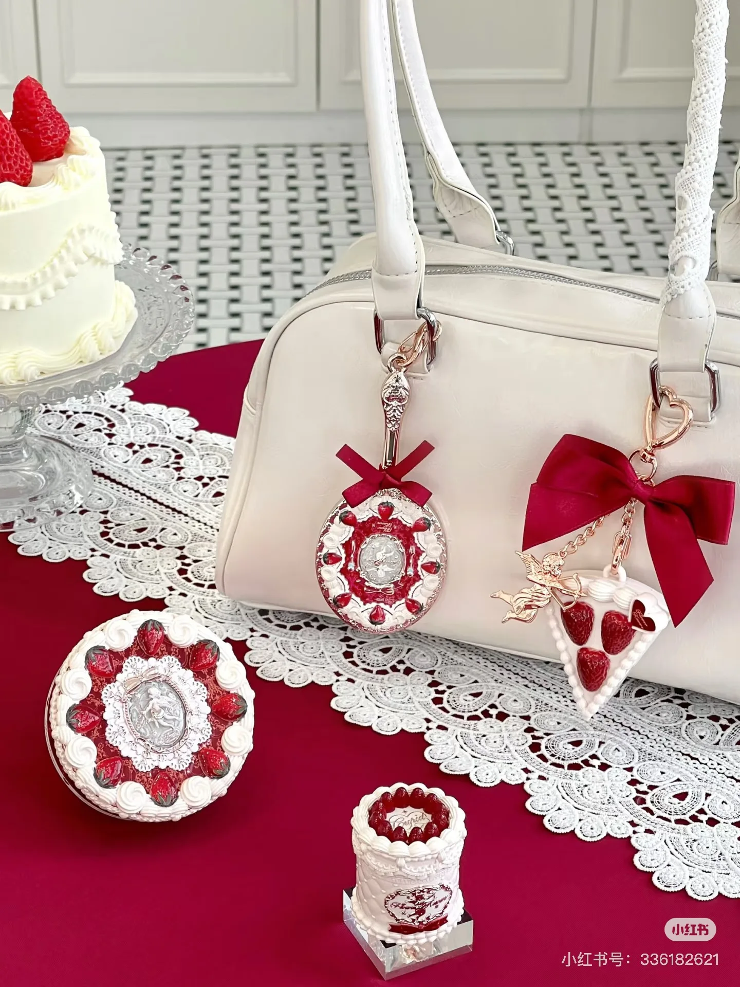 Makeup Mirror Magnifying Mirror Hand Holding Mirror Flower Know Strawberry Cupitt Mini Mirror Red Mirror Balm Pendant
