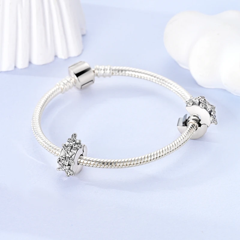 Silberne Clips aus 925er-Sterlingsilber, Sterne, Mond, Sonne, Gänseblümchen-Clip-Charms, Schmetterling, Sicherheitskette, passend für Original-Armbänder, DIY-Schmuck, Geschenke – Detail 9