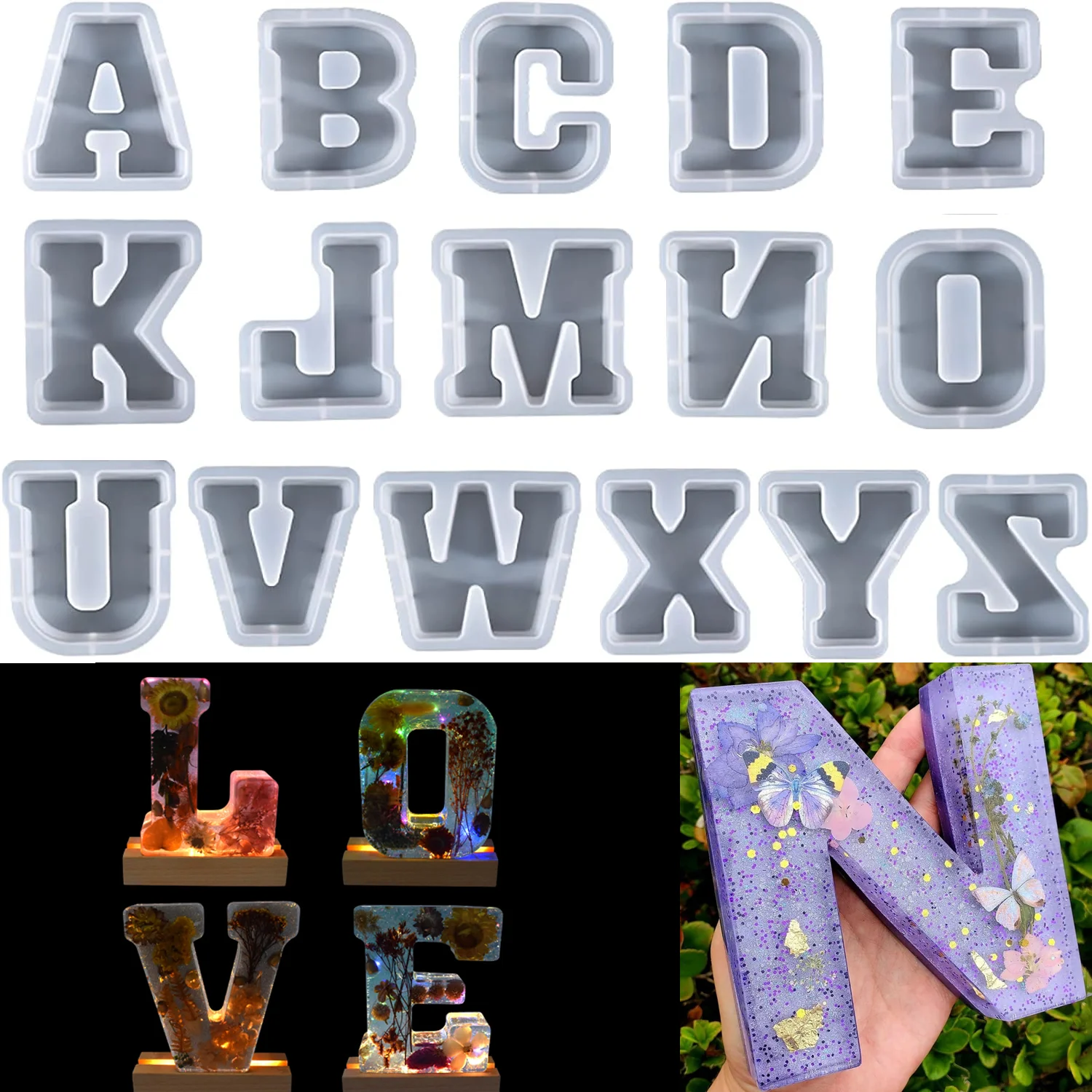 

7 Inch Large Letter Silicone Mold A to Z Capital Alphabet Epoxy Resin Mold DIY Making Letters Art Craft Wedding Party Home Decor