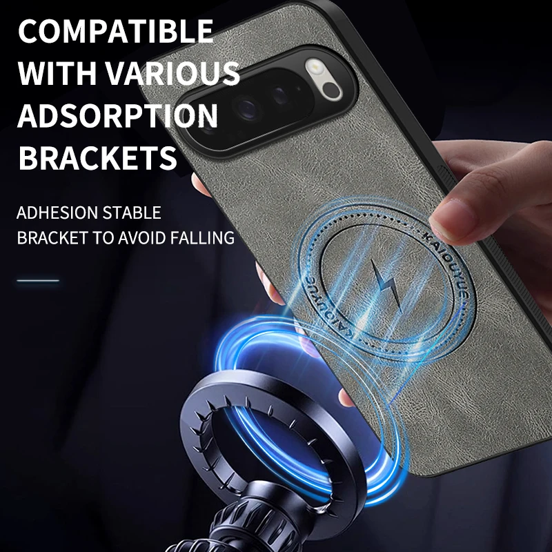 Magnetic Shockproof Leather Phone Case with Camera Protector