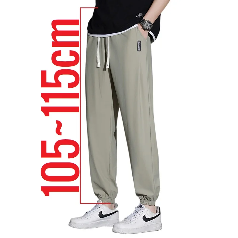 Men Pants Ice Silk Tall Size Summer Sport Sweatpant Jogger Trouser Male Extra Long Leg Length 190 Cm 107 115 Lengthed Teenager