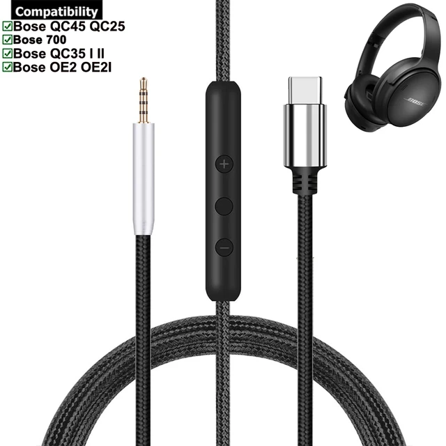 Cable de nailon trenzado USB tipo C para auriculares Bose 700 NC700 QuietComfort  Ultra 45 35 I II 25 QC45 QC35 QC25 OE2 OE2I - AliExpress