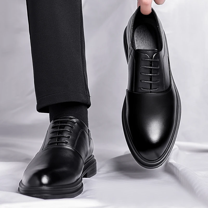 Business Men Oxford Leather  Elevator Shoes Lift Sole Man Height Increase  Insole 6CM  Office Daily Life British