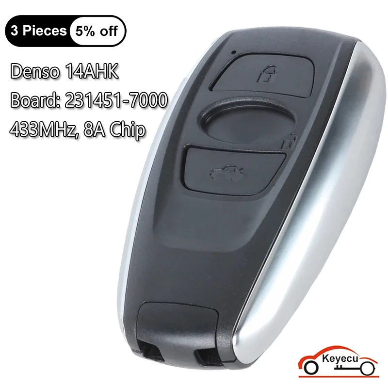 Keyecu 3 Pulsanti 433Mhz 8A Chip Per Subaru Forester Legacy Impreza Auto Keyless Go Smart Remote Key Fob Hyq14Ahk, 231451-7000