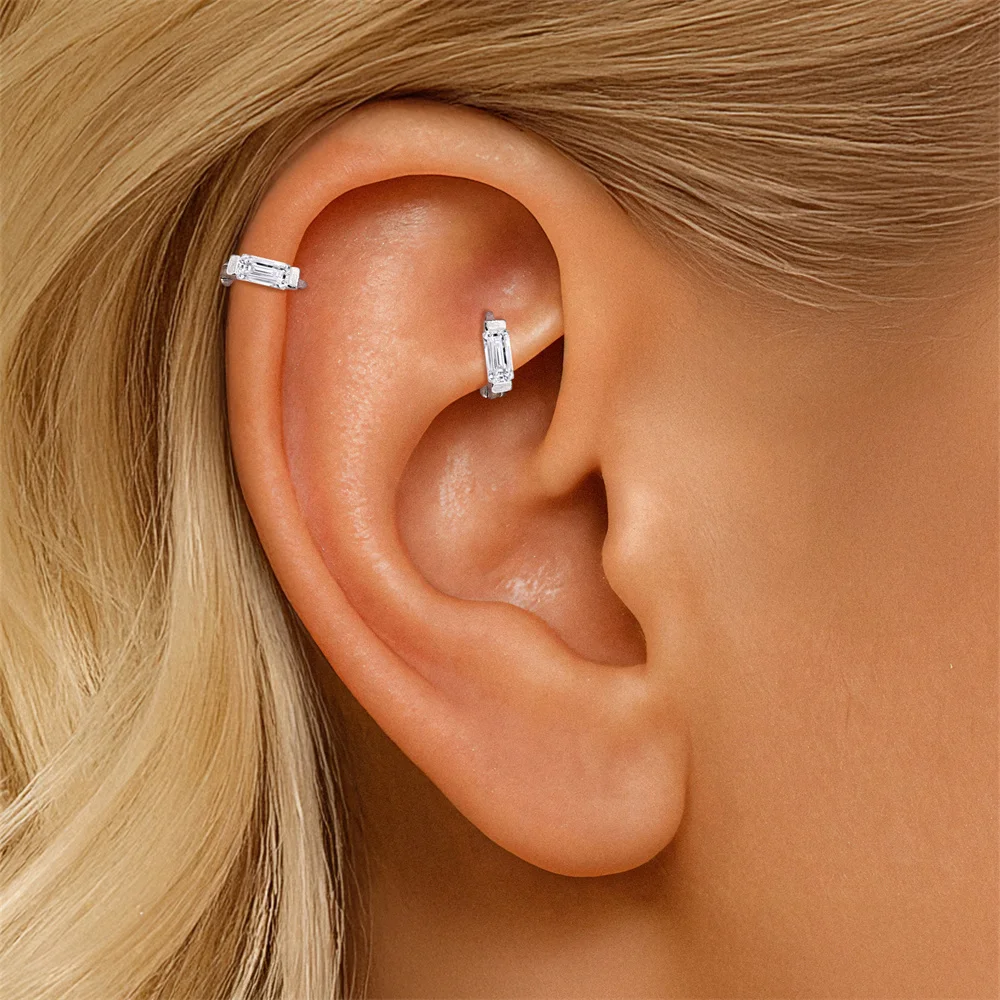Aide S925 Sterling Silber Vielseitiger Piercing Fit Moissanit Piercing Schmuck Stern Klee Mond Ohrstecker Knorpel Hoops für Frauen – Detail 16