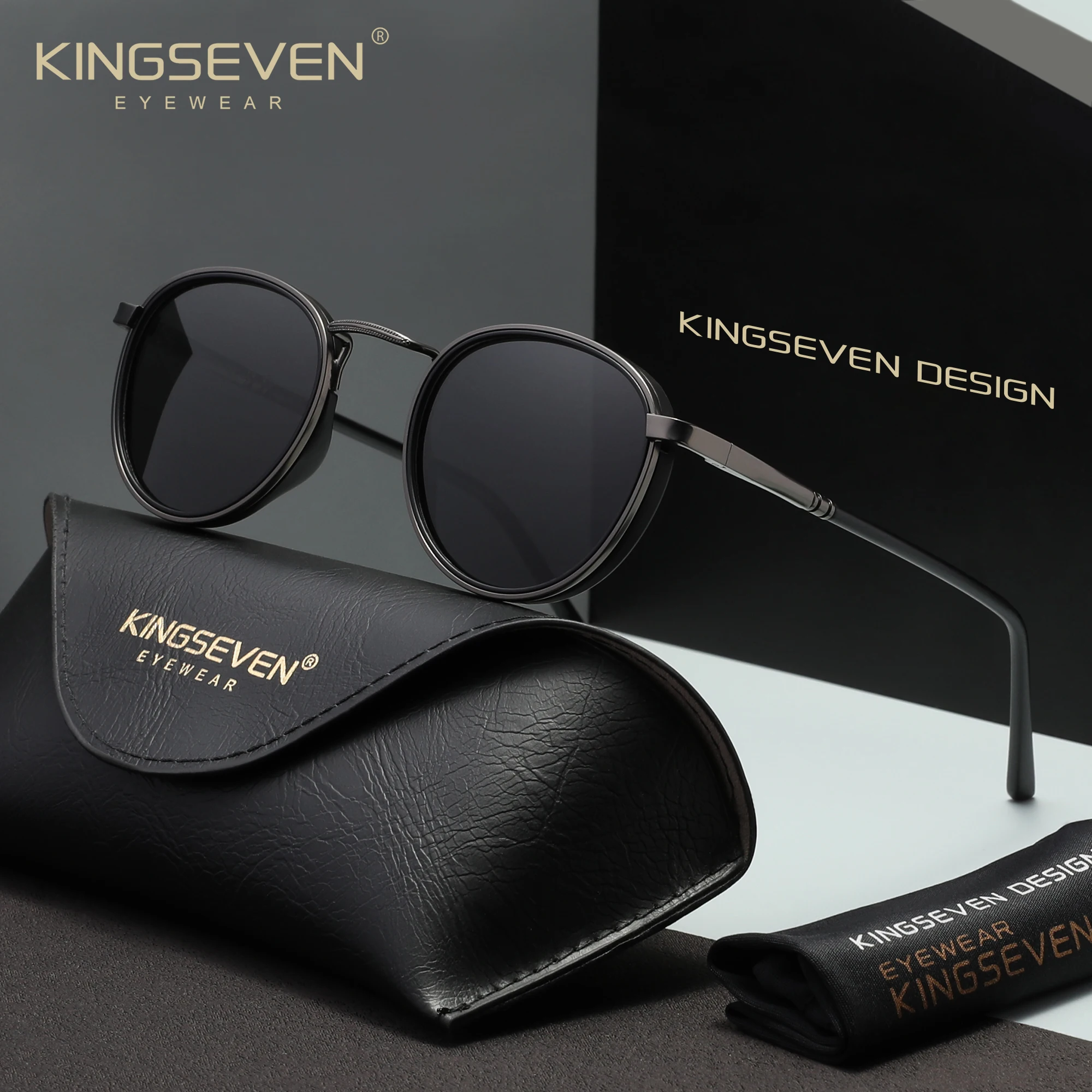KINGSEVEN Kausalen Runde Rahmen Sonnenbrille Mode Männer Polarisierte UV400 Gläser Luxus Retro Frauen Fahren Sommer Outdoor Gläser