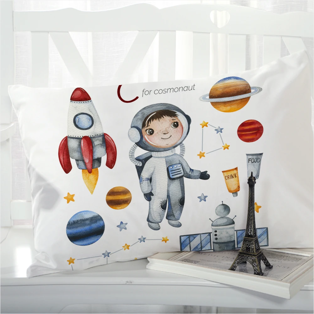 

1pc Cartoon Pillow Cover Pillow Case Bedding for Kids Baby Children Pillowcase Pillowcovers Decorative 45*45 Astronaut