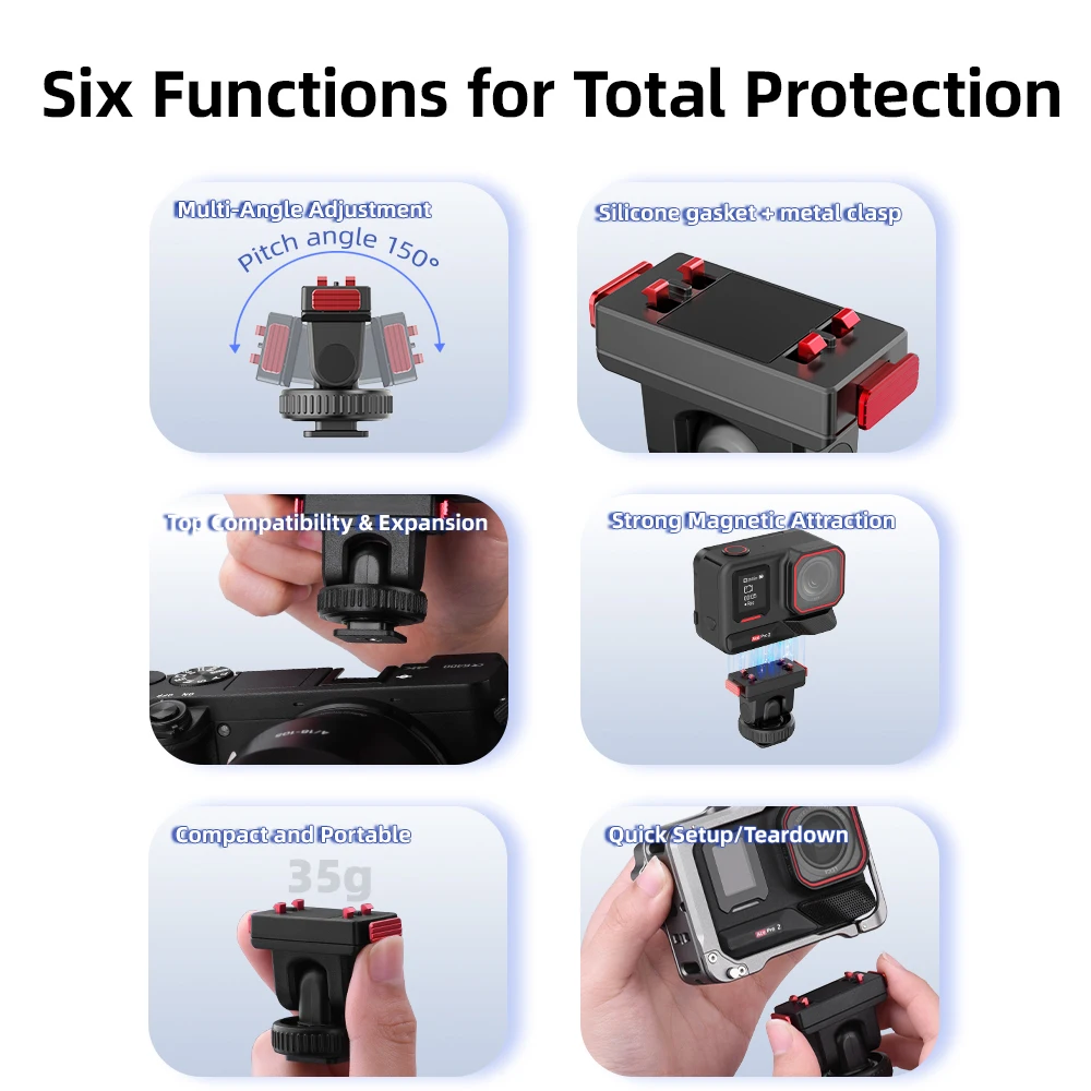 for Insta360 Ace Pro 2 Magnetic Pan Tilt Quick Release Base Cold Boot Expansion Adapter Sport Camera Accessories 3