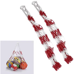 Durable Outdoor Mesh Net Portable Sports Ball Carry Bag (Red white - 2pcs)
