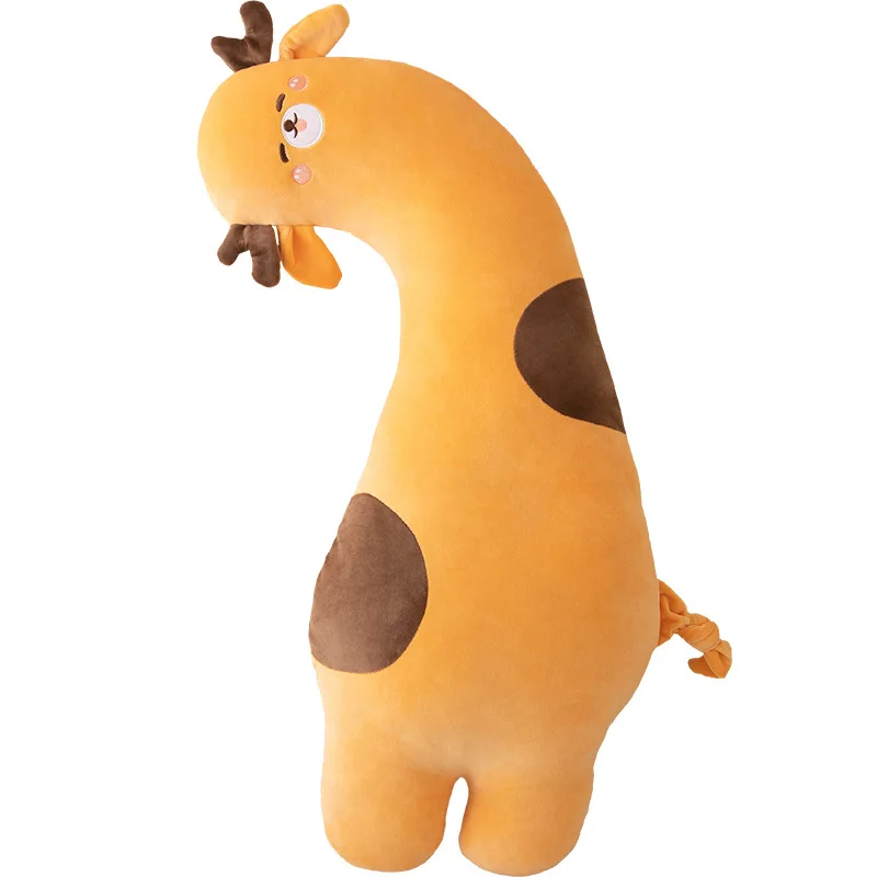 Cute Pink Alpaca Crooked Neck Pillow Green Dinosaur Stuffed Animal Bed with Legs Sandwiched Kawaii Giraffe Plush Toy Sofa Pillow