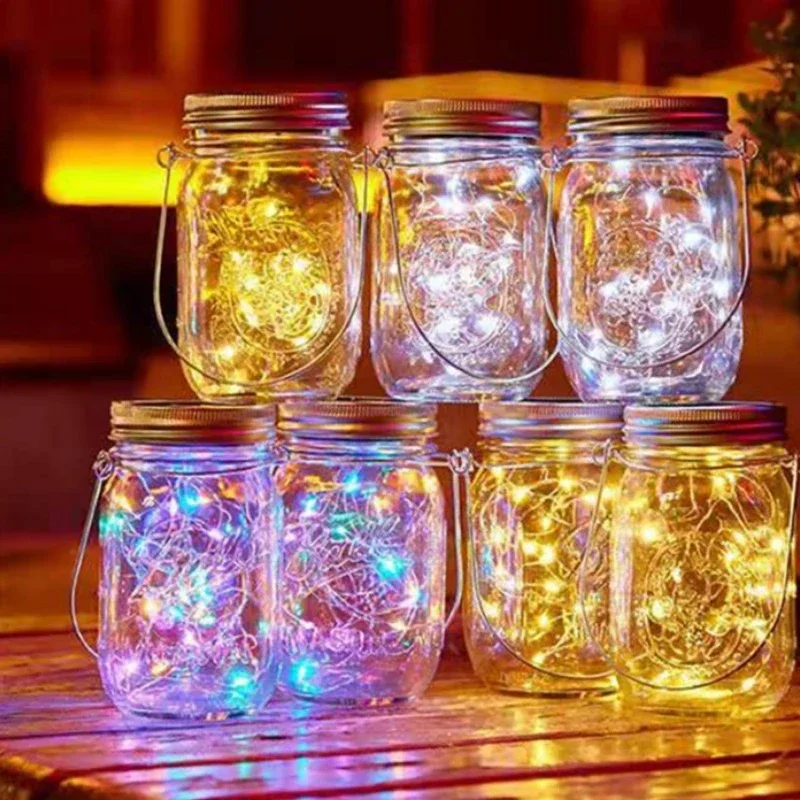 Рождественский праздничный Солнечный фонарь, наружный подвесной светодиодный светильник, Сказочная гирлянда, водонепроницаемая настольная лампа, матовое стекло, бутылка для сада