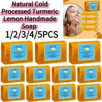 1/2/3/4/5PCS-100g Savon artisanal naturel au curcuma et citron, procédé à froid, infusé au gingembre, barre nettoyante douce pour le soin de la peau 1