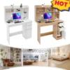 100cm Warm White/Oak Study Desk with Bookshelf & Storage Modern Design, Drawers & Cabinet, Easy Assembly for Home Office 4