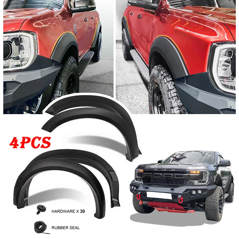 

Matte Black Fender Flares Wheel Arch For Ford Ranger 2022 2023+ WILDTRAK SPORT XLT XLS XL with Front Bulbar 4x4 Car Styling