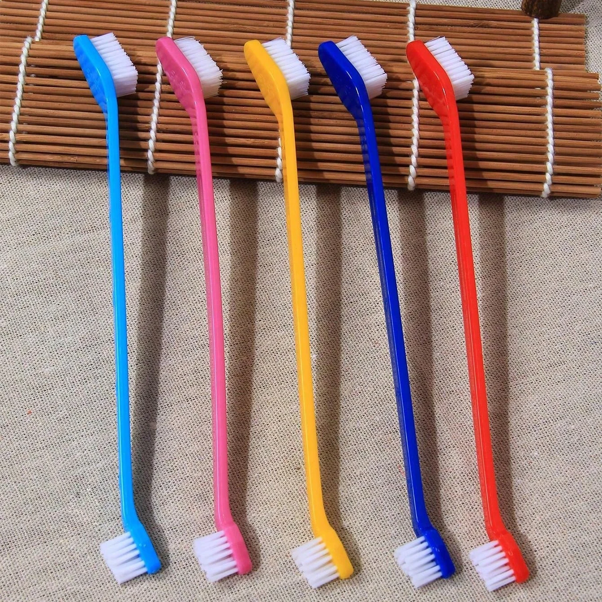 5pcs/set Long Handle Pet Toothbrush Double-head 2
