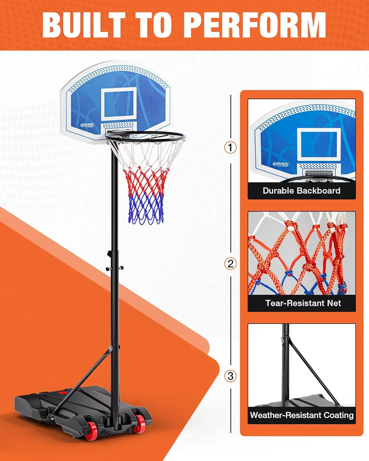 Adjustable Portable LED Basketball Hoop 4