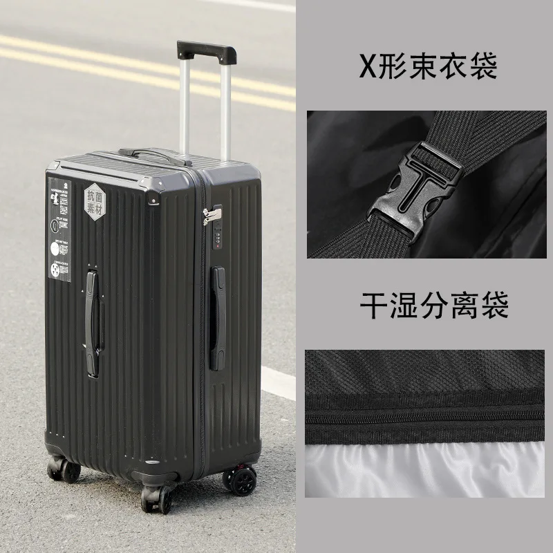 PLUENLI Five-Wheel Large Capacity Luggage Multi-Functional Trolley Case Thickened Password Suitcase Strong