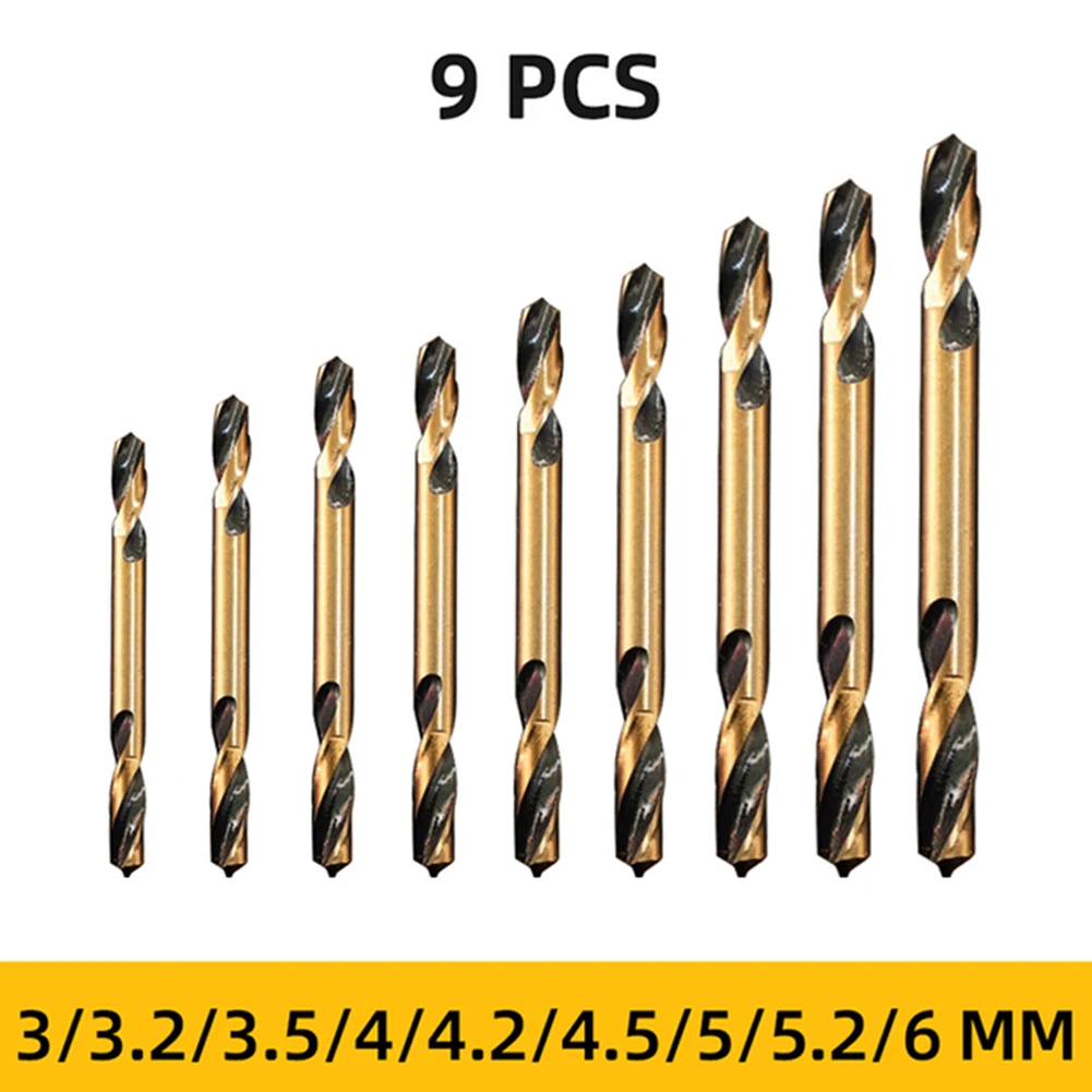 

9pcs Auger Drill Bits HSS Double-headed 3-6mm Head For Metal Stainless Steel Plastic Wood Punching Hand Drill Tool Parts