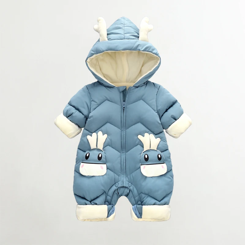 OLEKID 2025 Baby Winter Snowsuit Plus Velvet Thick Baby Boys Jumpsuit 0-2 Years Newborn Romper Baby Girls Overalls Toddler Coat 4
