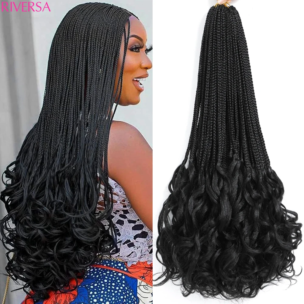 

French Curl Crochet Braids with Curly Ends Goddess Box Braids Crochet Hair Bouncy Loose Wave Crochet Box Braids Hair for Women